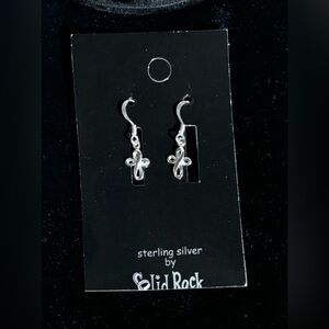 NWT Solid Rock sterling silver cross earrings A63
